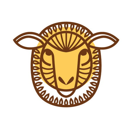 A vector illustrated Portrait of Ram or sheep face.のイラスト素材