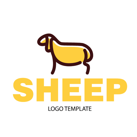 Color stylized drawing of sheep - for icon or sign templateのイラスト素材
