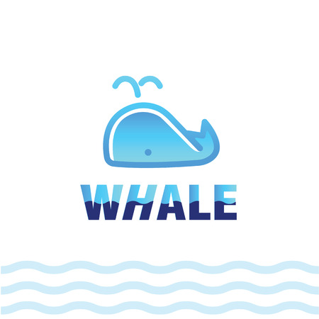 Linear stylized drawing of whale - for icon or sign templateのイラスト素材