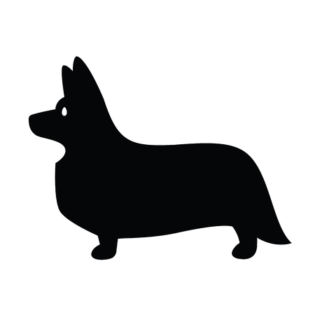 Stylized vector drawing of a silhouette of standing in profile dog Welsh Corgi breedのイラスト素材
