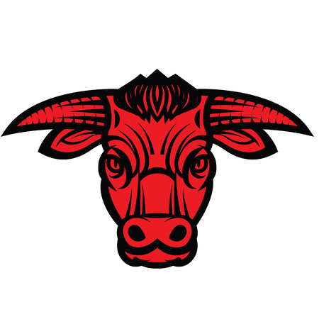 Vector drawing of the head of powerful horned bullのイラスト素材