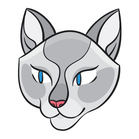 Cartoon stylized cat hand drawn vector headのイラスト素材