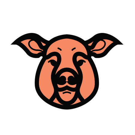 vector color image of swine or pig head - mascot emblemのイラスト素材