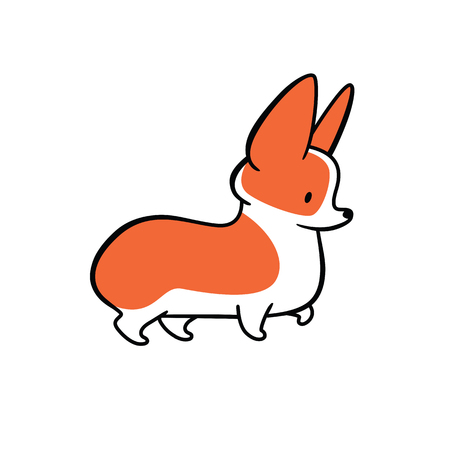 Cute cartoon vector drawing of dog head of Welsh Corgi breedのイラスト素材