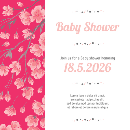Baby shower invitation card with spring sakura flowersのイラスト素材