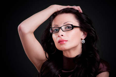Romantic style photo of a beautiful brunetteの写真素材