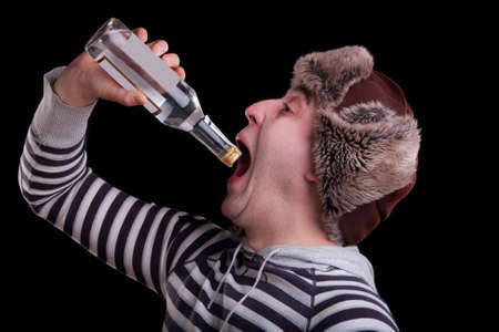 Man in a striped sweaterの写真素材