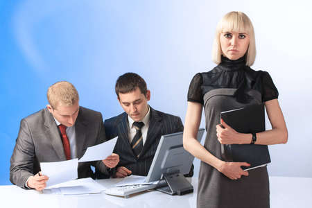 Successful group of young beautiful business people. Working in officeの写真素材