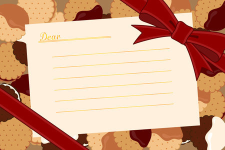 A cute message card style illustration with chocolate biscuits scattered around. It can also be used as a frame for message cards, flyers, etc.のイラスト素材