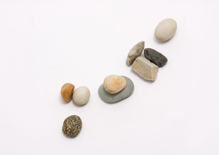 Different stone.Isolated on white.
