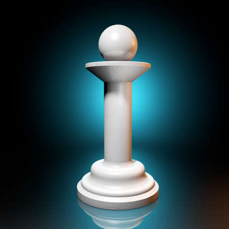 Two pawns. The struggle of black and white pawns. 3d render illustration. A strategic game of chessの写真素材
