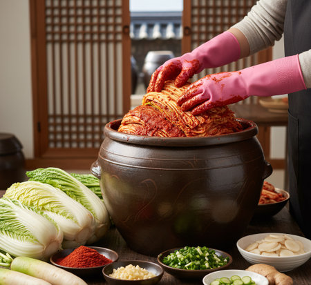 Traditional Kimjang Kimchi Making in Korean Onggi Pot â Authentic Korean Food Preparationの素材