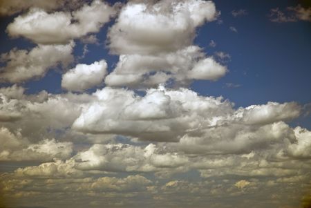 Scenery background - clouds in blue sky reflection in waterの写真素材