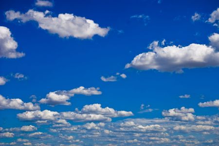 Scenery background - clouds in blue sky reflection in waterの写真素材