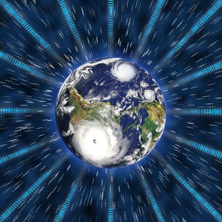 Technology digital communication in binary system on planet Earth and in universe の写真素材