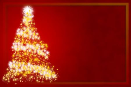 Abstract Christmas tree on red background - Christmas business card の写真素材