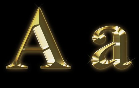 Exclusive collection font from brushed gold - A,aの写真素材
