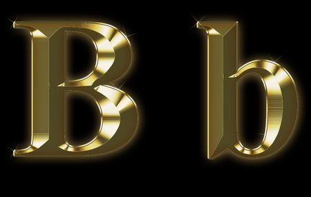 Exclusive collection font from brushed gold - B,bの写真素材