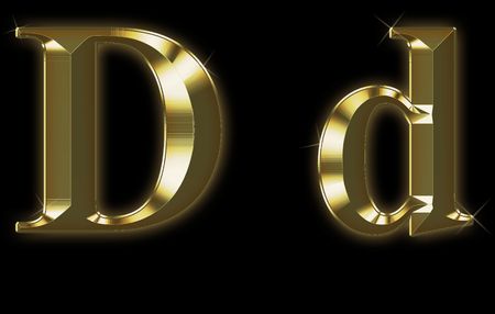 Exclusive collection font from brushed gold - D, dの写真素材
