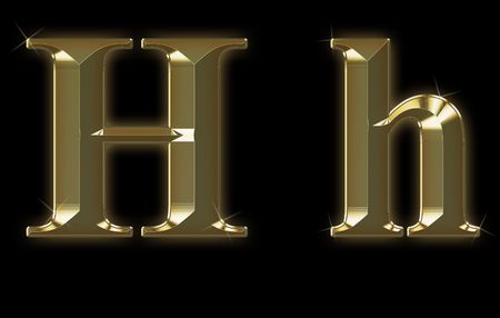 Exclusive collection font from brushed gold - H,hの写真素材
