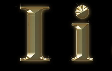 Exclusive collection font from brushed gold - I,iの写真素材