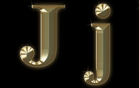 Exclusive collection font from brushed gold - J,jの写真素材