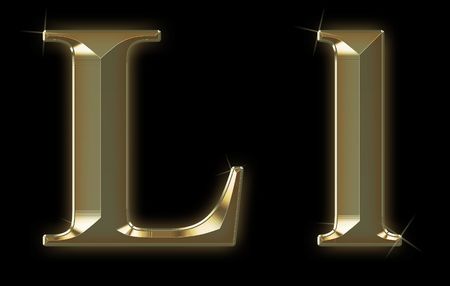 Exclusive collection font from brushed gold - L,lの写真素材