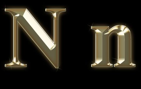 Exclusive collection font from brushed gold - N,nの写真素材