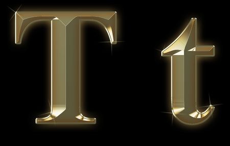 Exclusive collection font from brushed gold - T,tの写真素材