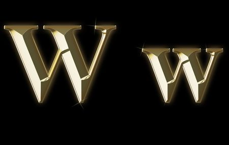 Exclusive collection font from brushed gold - W,wの写真素材
