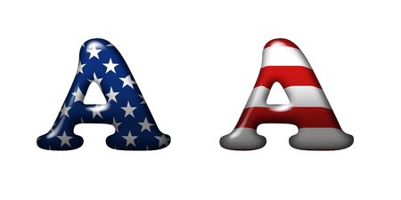 Exclusive collection letters with american stars and stripes isolated on white background - Aの写真素材