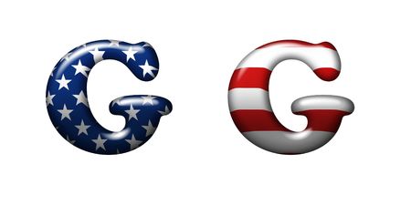 Exclusive collection letters with american stars and stripes isolated on white background - Gの写真素材