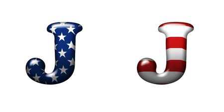 Exclusive collection letters with american stars and stripes isolated on white background - Jの写真素材
