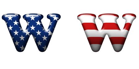 Exclusive collection letters with american stars and stripes isolated on white background - Wの写真素材
