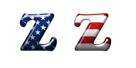Exclusive collection letters with american stars and stripes isolated on white background - Zの写真素材