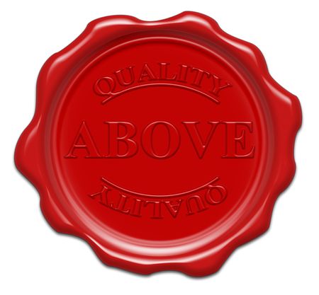 above quality - illustration red wax seal isolated on white background with word : aboveの写真素材