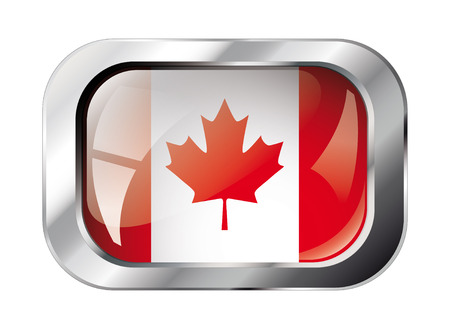 canada shiny button flag vector illustration. Isolated abstract object against white background.のイラスト素材