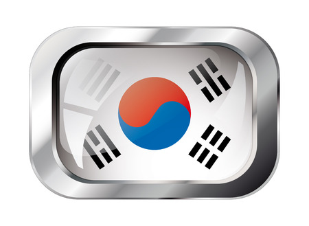 south korea shiny button flag vector illustration. Isolated abstract object against white background.のイラスト素材