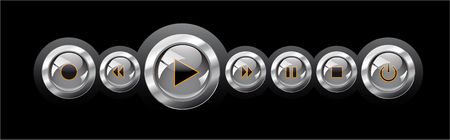 illustration shiny glossy media player navigation. Abstract retro object isolated on black...