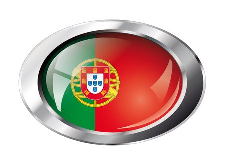 portugal shiny button flag vector illustration. Isolated abstract object against white background.のイラスト素材