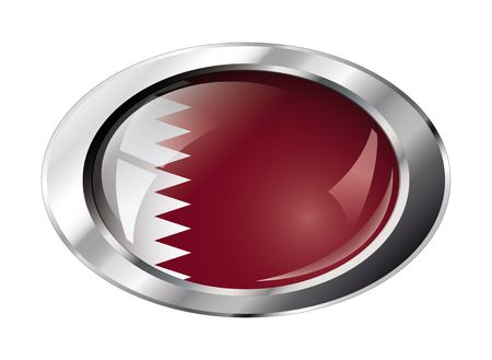 qatar shiny button flag vector illustration. Isolated abstract object against white background.のイラスト素材
