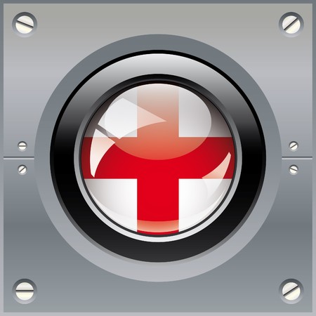 England shiny button flag illustration. Isolated abstract object on metal background.の写真素材