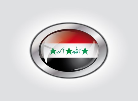Iraq shiny button flag vector illustration. Isolated abstract object against white background.の写真素材