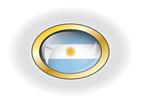 Argentina shiny button flag vector illustration. Isolated abstract object against white background.の写真素材