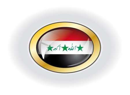 Iraq shiny button flag illustration. Isolated abstract object against white background.の写真素材