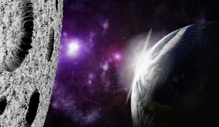 View of the Universe from the moon's surface. Abstract illustration of distant regions.の写真素材