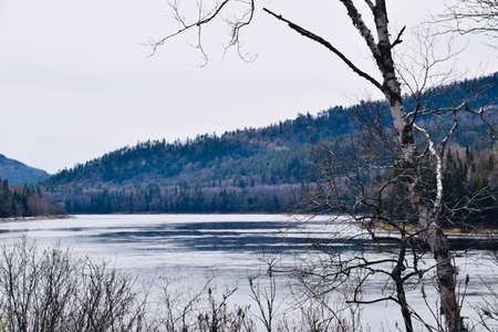 The scenic St-Maurice river in Quebecの写真素材