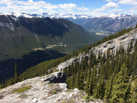 Mount Rundle spine and spectacular unspoiled scenery of the spray river valley