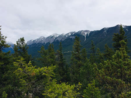 Banff & Mount Rundle spine amid spectacular sceneryの写真素材