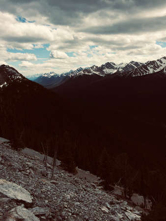 Stunning views of Banff National Park from Sulfur mountain ridgeの写真素材